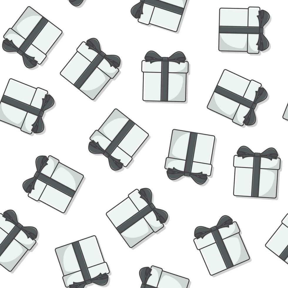gåva låda sömlös mönster på en vit bakgrund. gåva presenterar illustration vektor