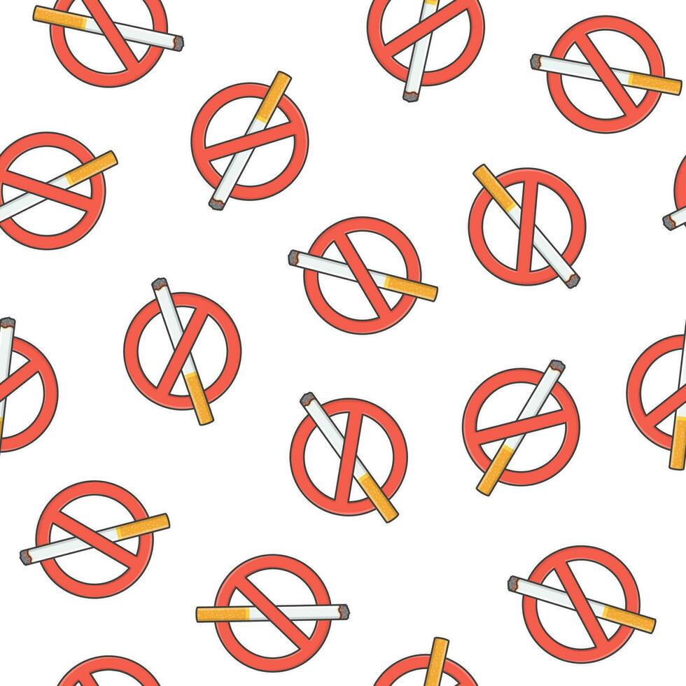 Nein Rauchen Zeichen nahtlos Muster auf ein Weiß Hintergrund. halt Rauchen Symbol Vektor Illustration