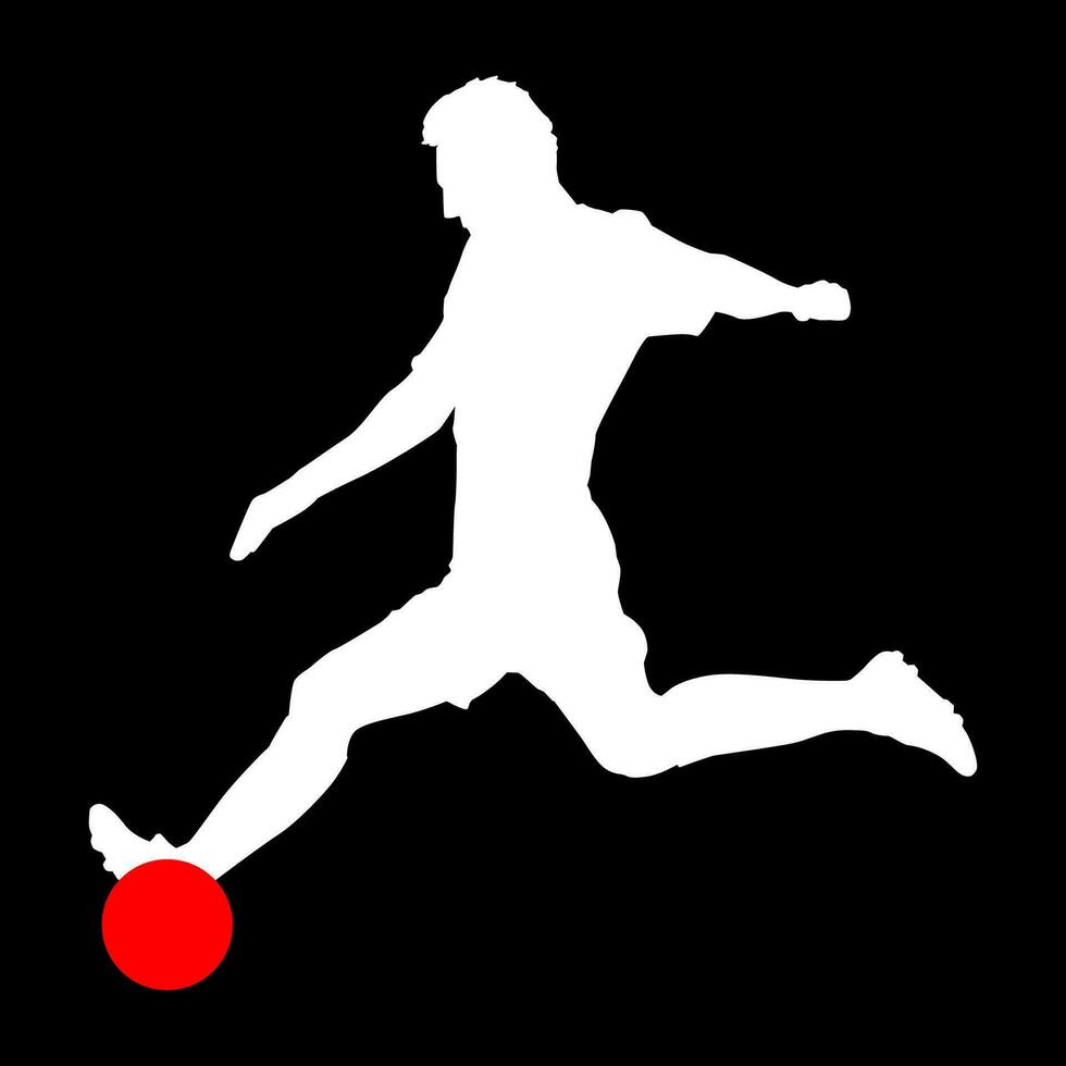 hoch Einzelheiten von Fußball Spieler Silhouette. minimal Symbol und Logo von Sport. passen zum Element Design, Hintergrund, Banner, Hintergrund, Abdeckung. Vektor eps 10