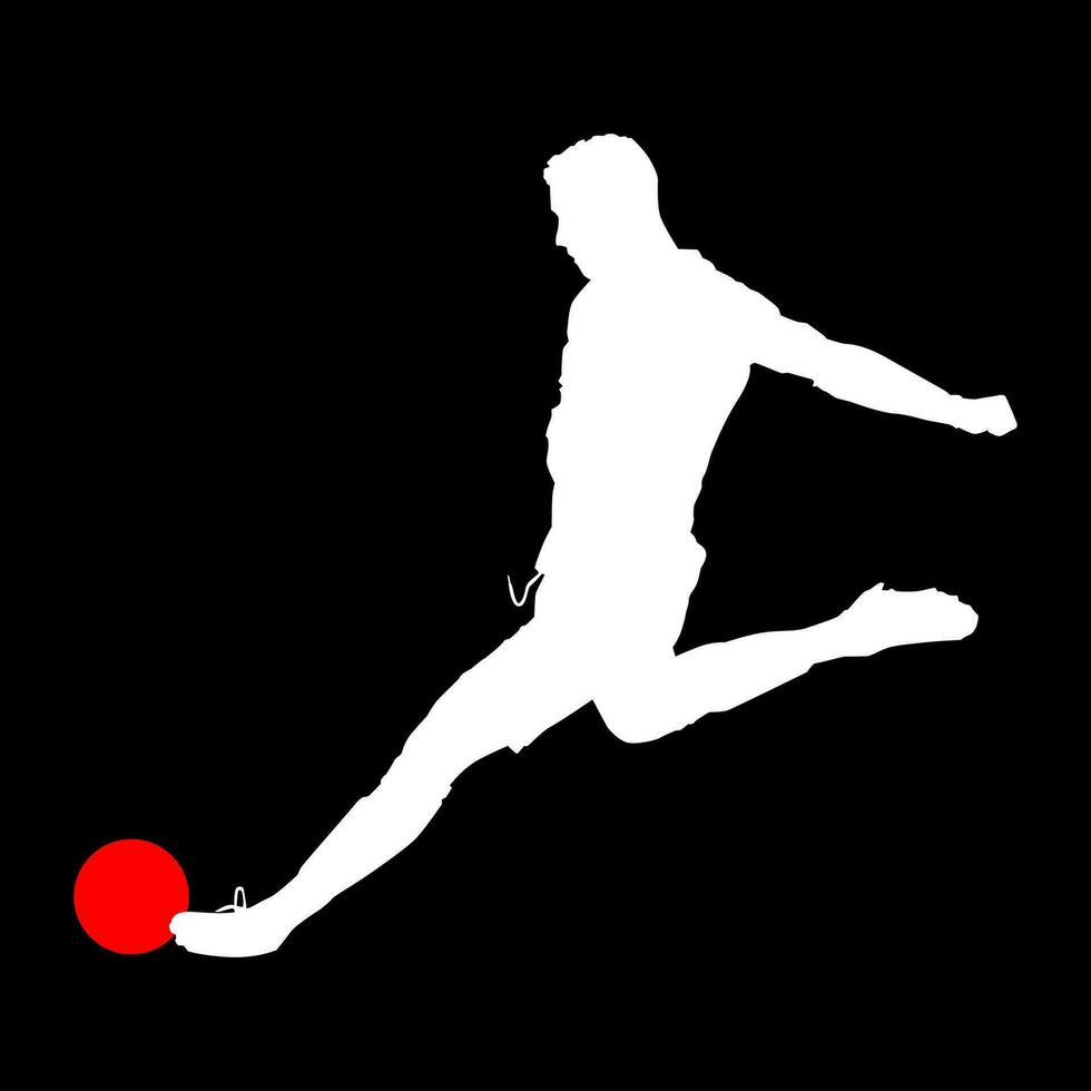 hoch Einzelheiten von Fußball Spieler Silhouette. minimal Symbol und Logo von Sport. passen zum Element Design, Hintergrund, Banner, Hintergrund, Abdeckung. Vektor eps 10