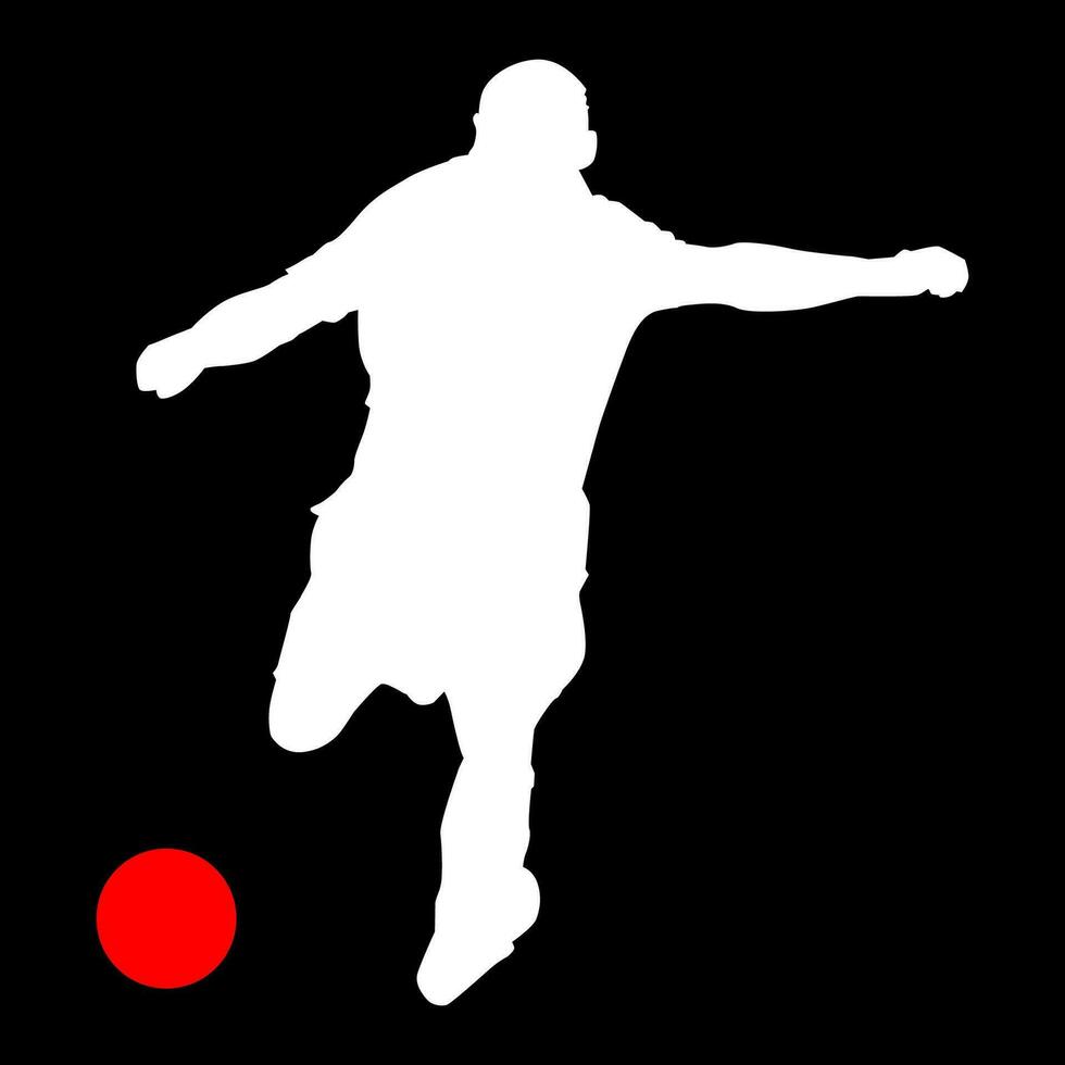 hög detaljer av fotboll spelare silhuett. minimal symbol och logotyp av sport. passa för element design, bakgrund, baner, bakgrund, omslag. vektor eps 10