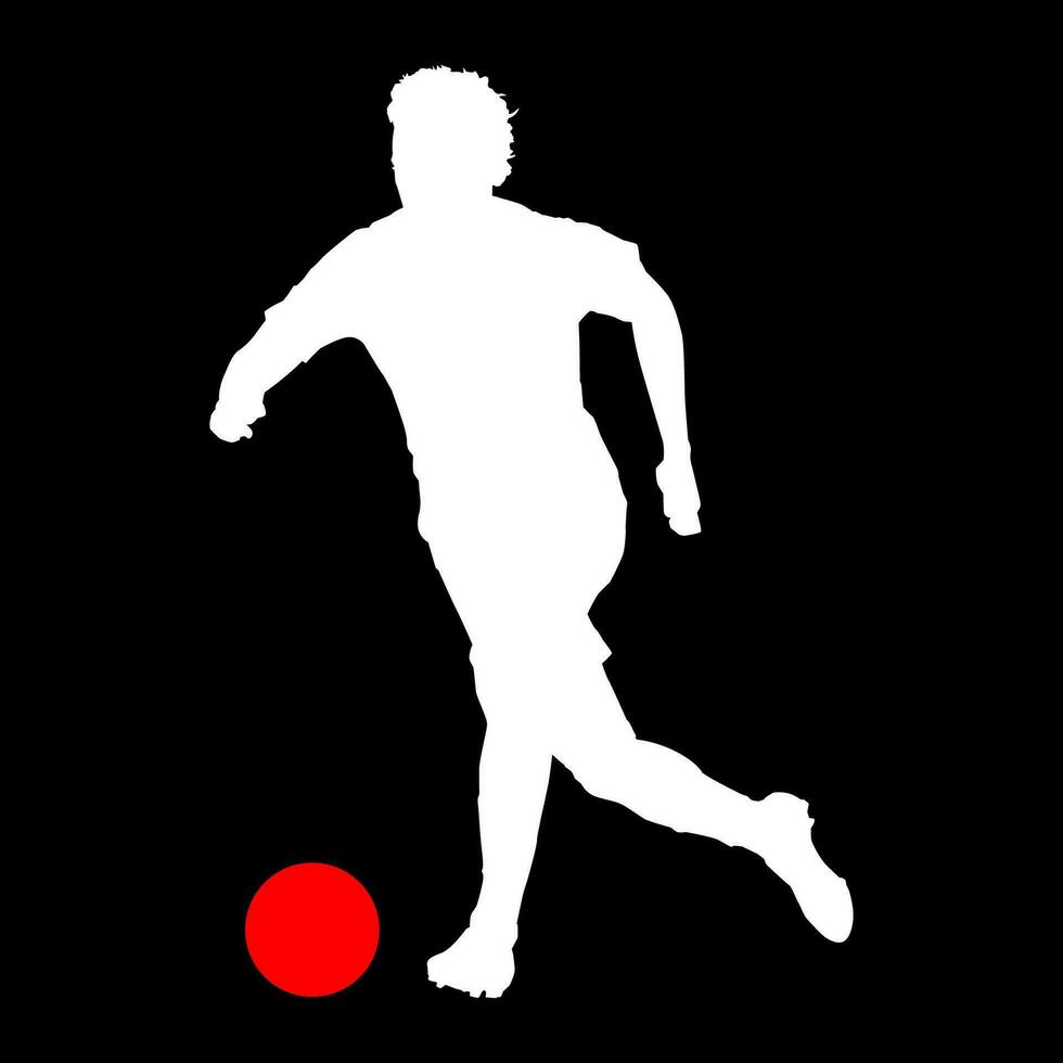 hög detaljer av fotboll spelare silhuett. minimal symbol och logotyp av sport. passa för element design, bakgrund, baner, bakgrund, omslag. vektor eps 10