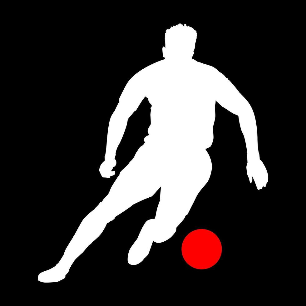 hög detaljer av fotboll spelare silhuett. minimal symbol och logotyp av sport. passa för element design, bakgrund, baner, bakgrund, omslag. vektor eps 10