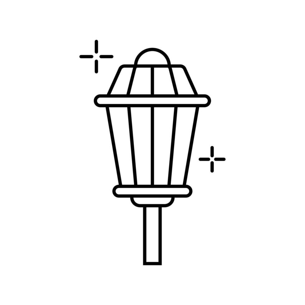 Lampe Garten Linie Element Vektor . Lampe Garten Dekoration .