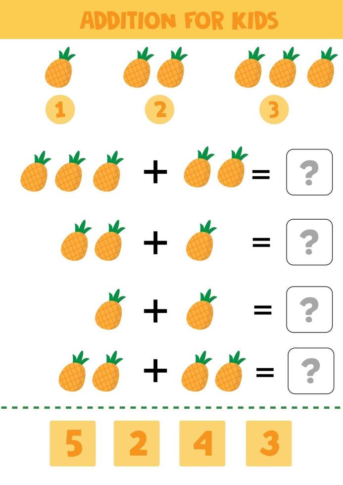 pädagogisches Mathe-Kinderspiel. Ergänzung für Kinder. vektor