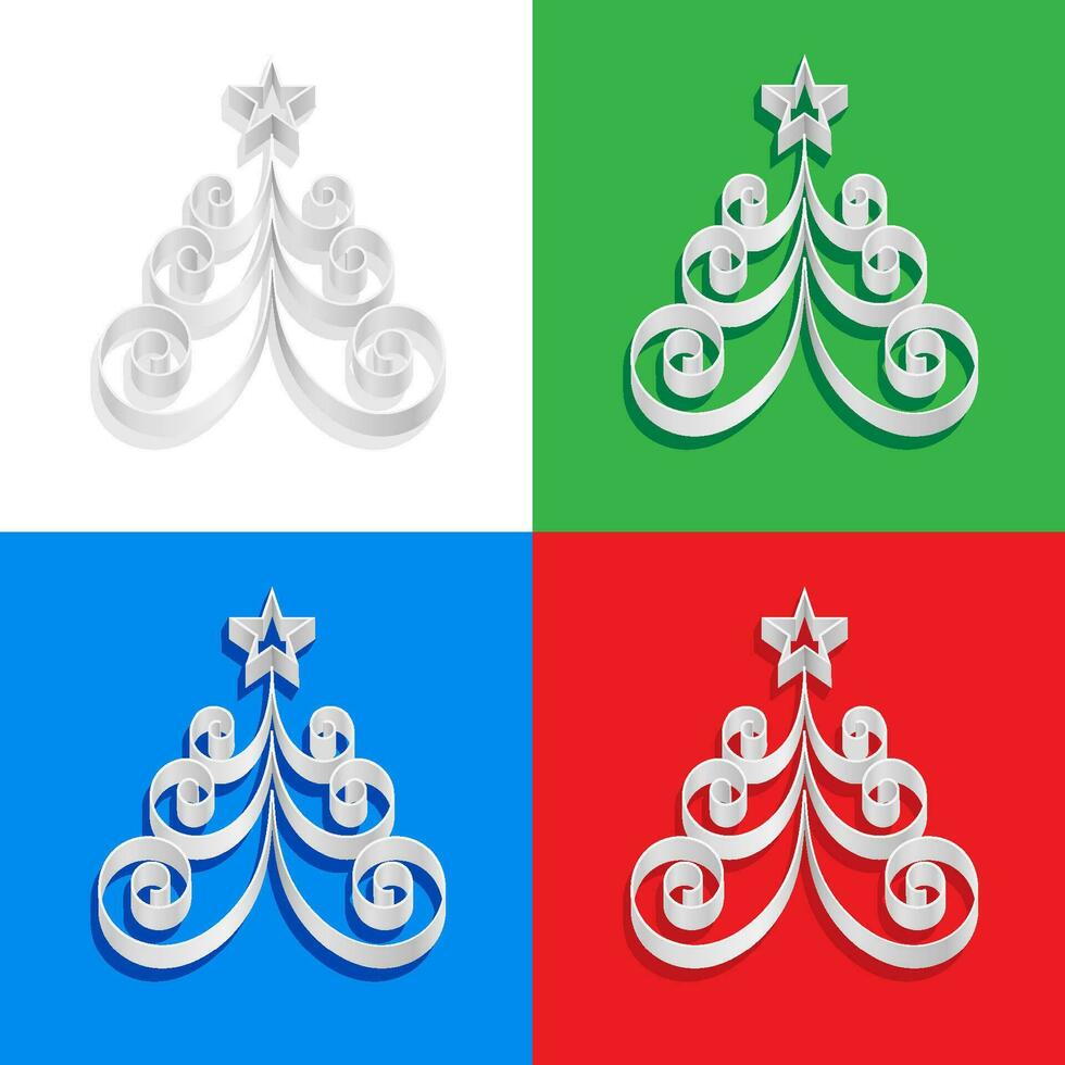 abstrakt av papper jul träd på en färgrik bakgrund illustration designer vektor