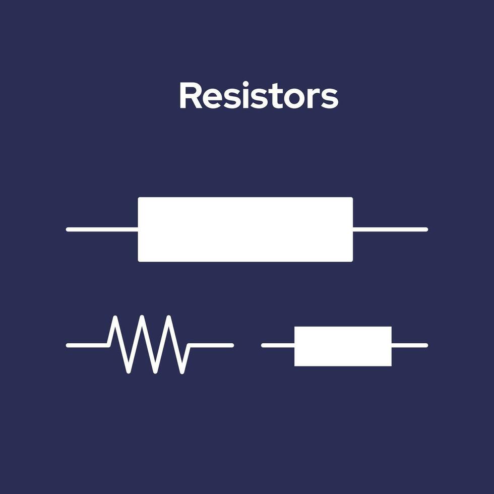 eben Vektor Symbole von Widerstände gegen ein dunkel Hintergrund, Erstellen ein sauber und minimalistisch Aussehen.