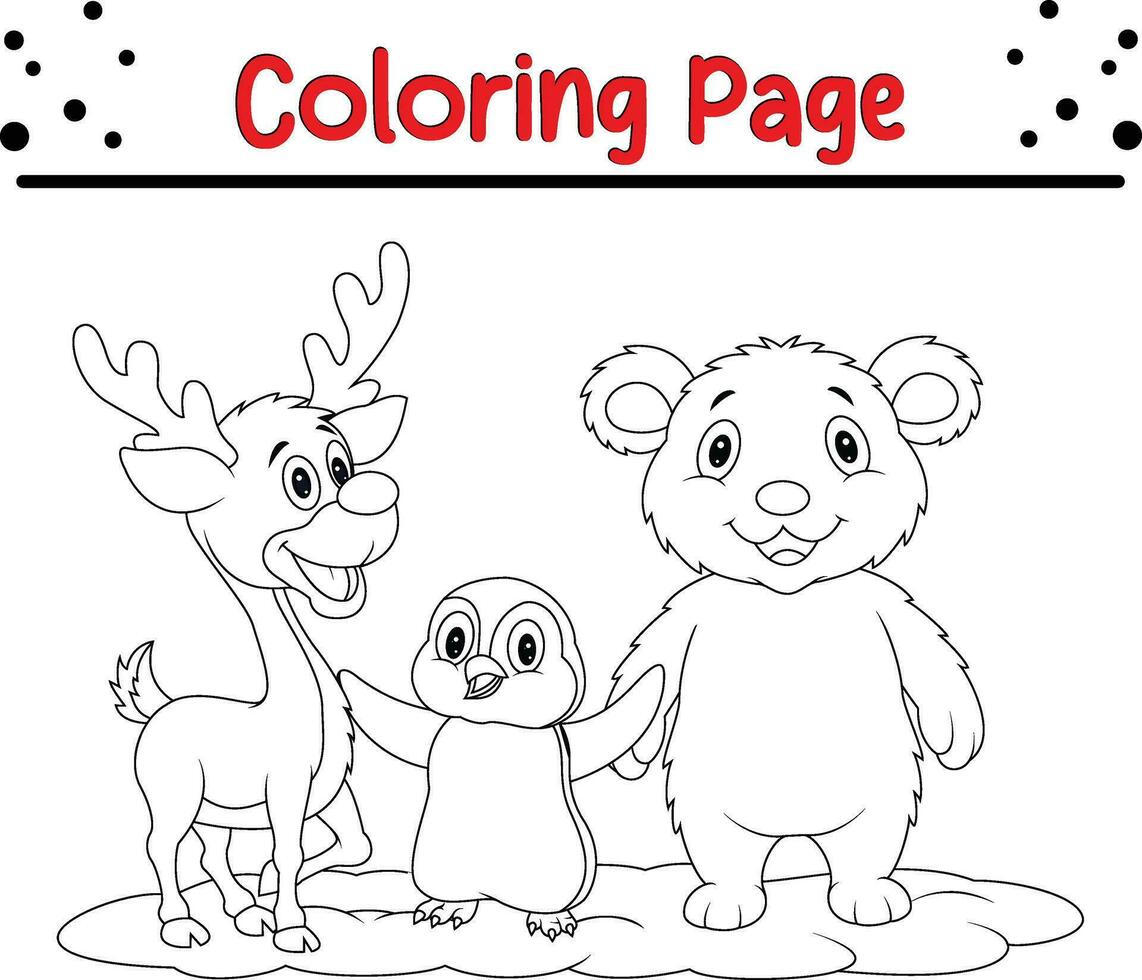 glücklich Weihnachten Tiere Färbung Seite zum Kinder. vektor