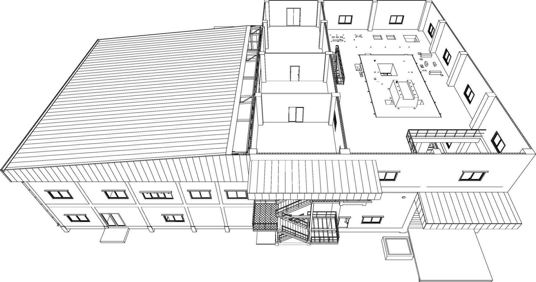 3d illustration av industriell byggnad vektor