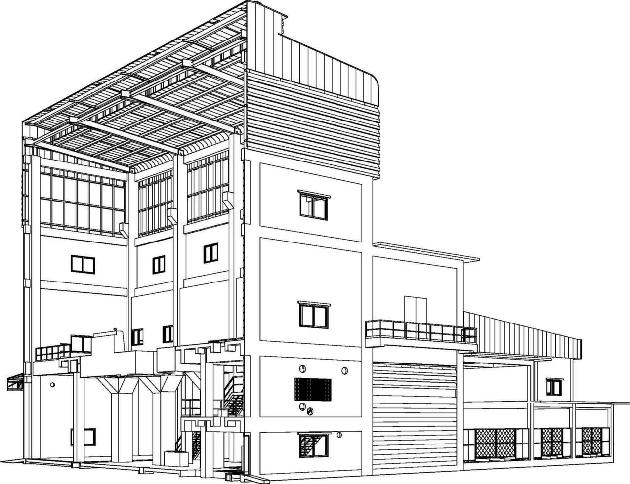 3d Illustration von industriell Gebäude vektor