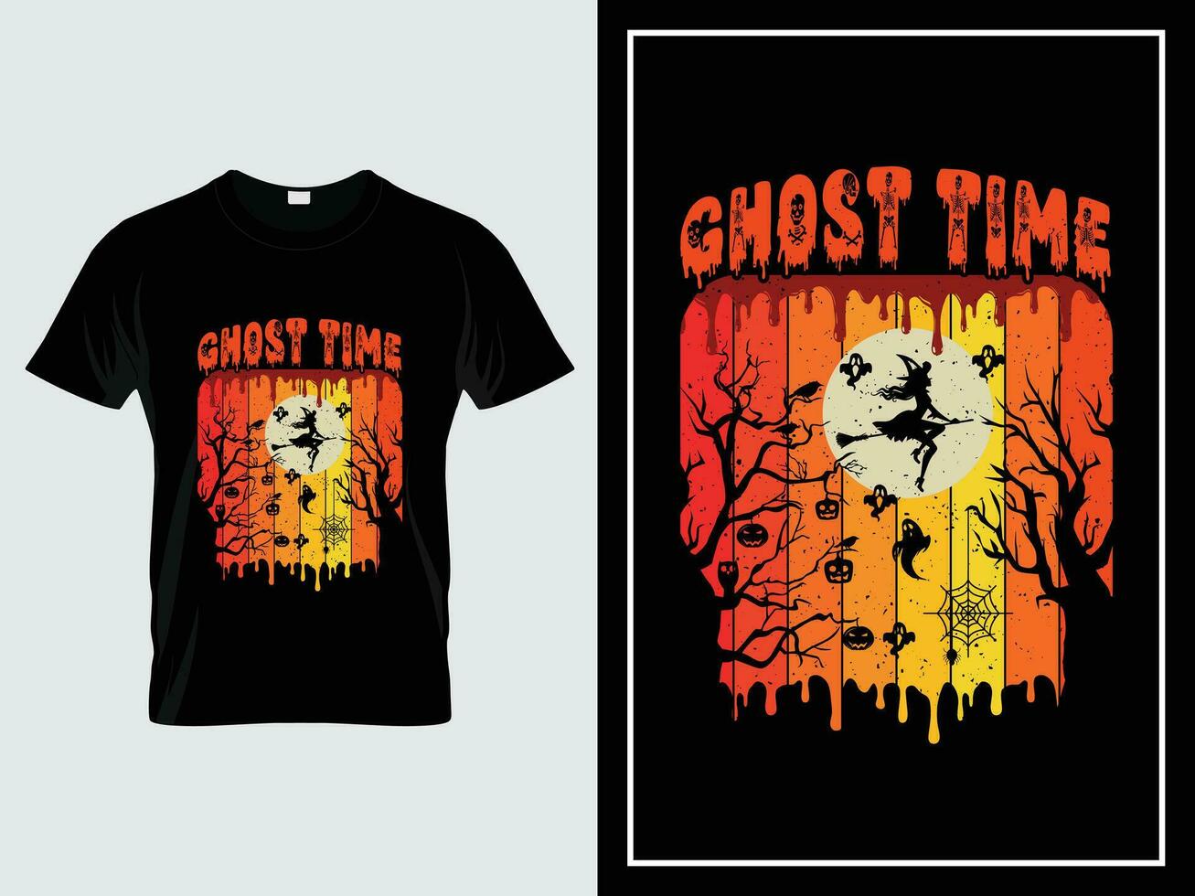 halloween t skjorta design illustration vektor spöke tid