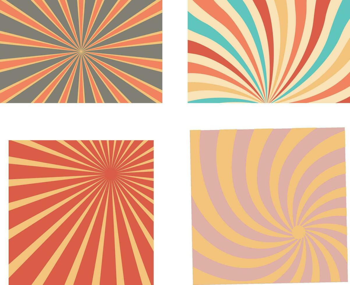 retro Sunburst Hintergrund Satz. Vektor Illustration