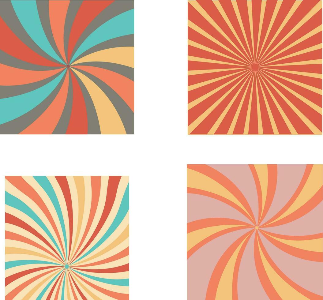 retro Sunburst Hintergrund Satz. Vektor Illustration