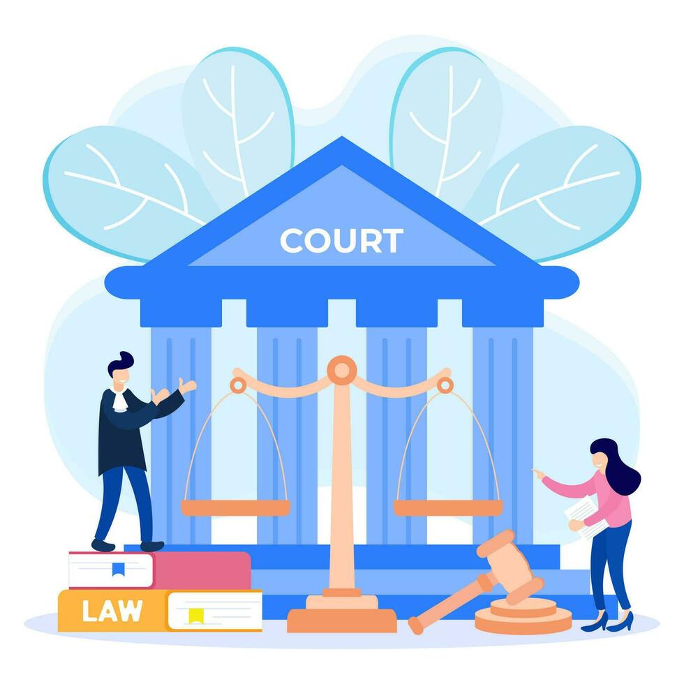 Illustration Vektorgrafik Zeichentrickfigur von Recht und Gerechtigkeit vektor