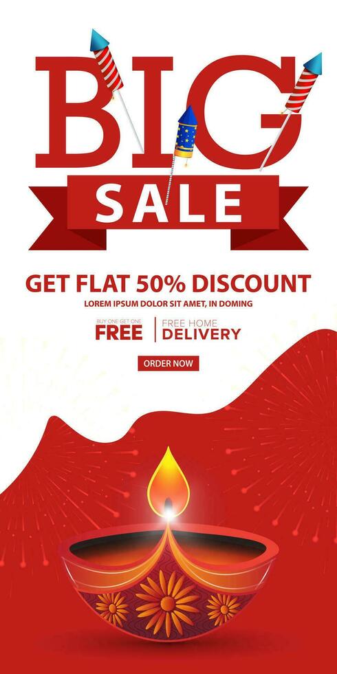 glücklich Diwali groß Verkauf Beförderung Poster oder Banner Design Vorlage. Diwali ist das Festival von Beleuchtung. vektor