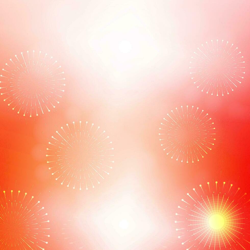 vektor illustration av fyrverkeri på röd bakgrund. Lycklig diwali firande smällare på abstrakt bakgrund i bokeh effekter.