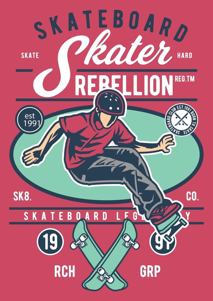 Skateboard Rebellion Vintage Abzeichen, Retro-Abzeichen-Design vektor