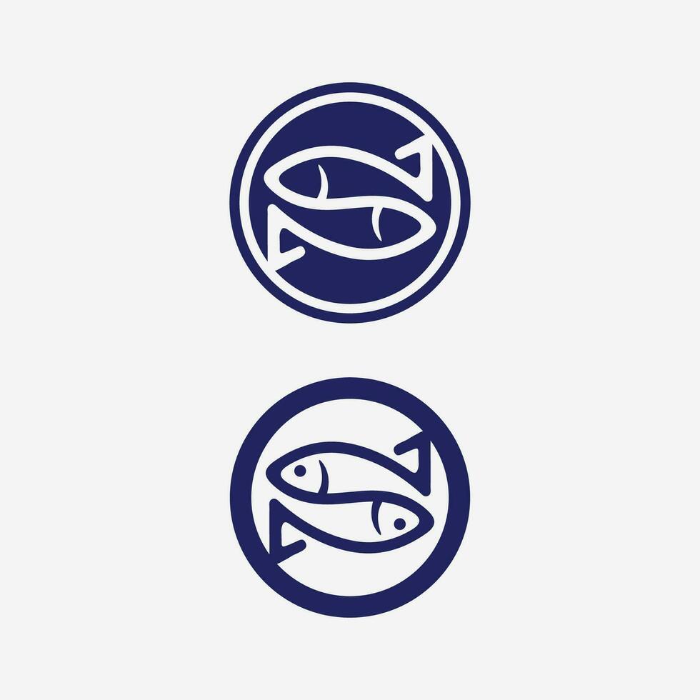 fisk abstrakt ikon design logotyp mall, kreativ vektor symbol för fiskeklubb eller onlinebutik.