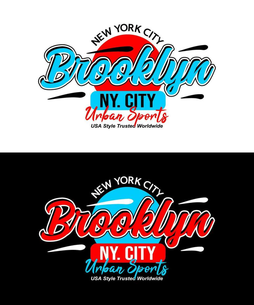 brooklyn stad cirkel urban årgång kalligrafi typsnitt, för skriva ut på t shirts etc. vektor