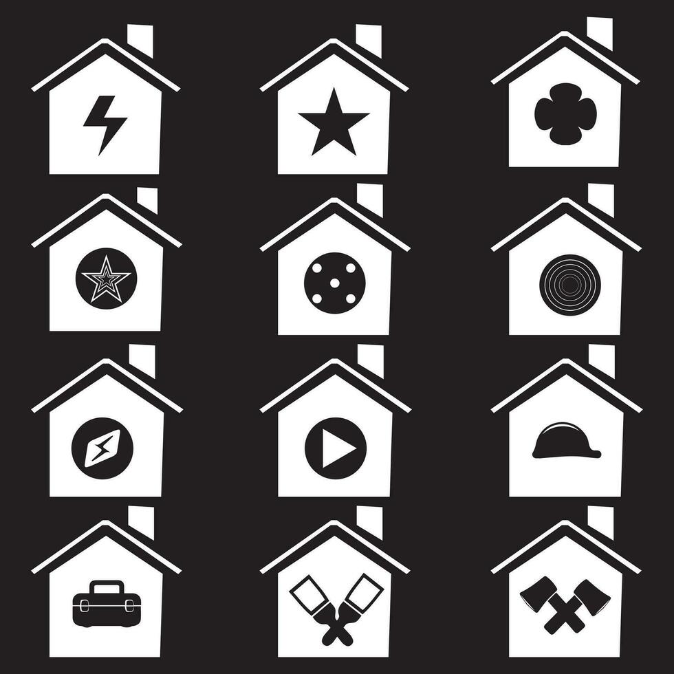 Haus-Vektor-Icon-Set. home illustration zeichensammlung. Gebäudesymbol. vektor