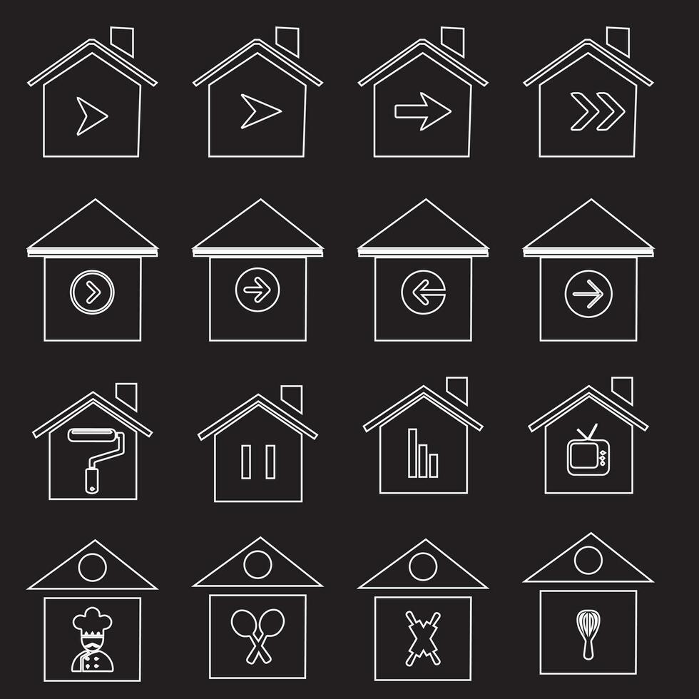 Haus-Vektor-Icon-Set. home illustration zeichensammlung. Gebäudesymbol. vektor