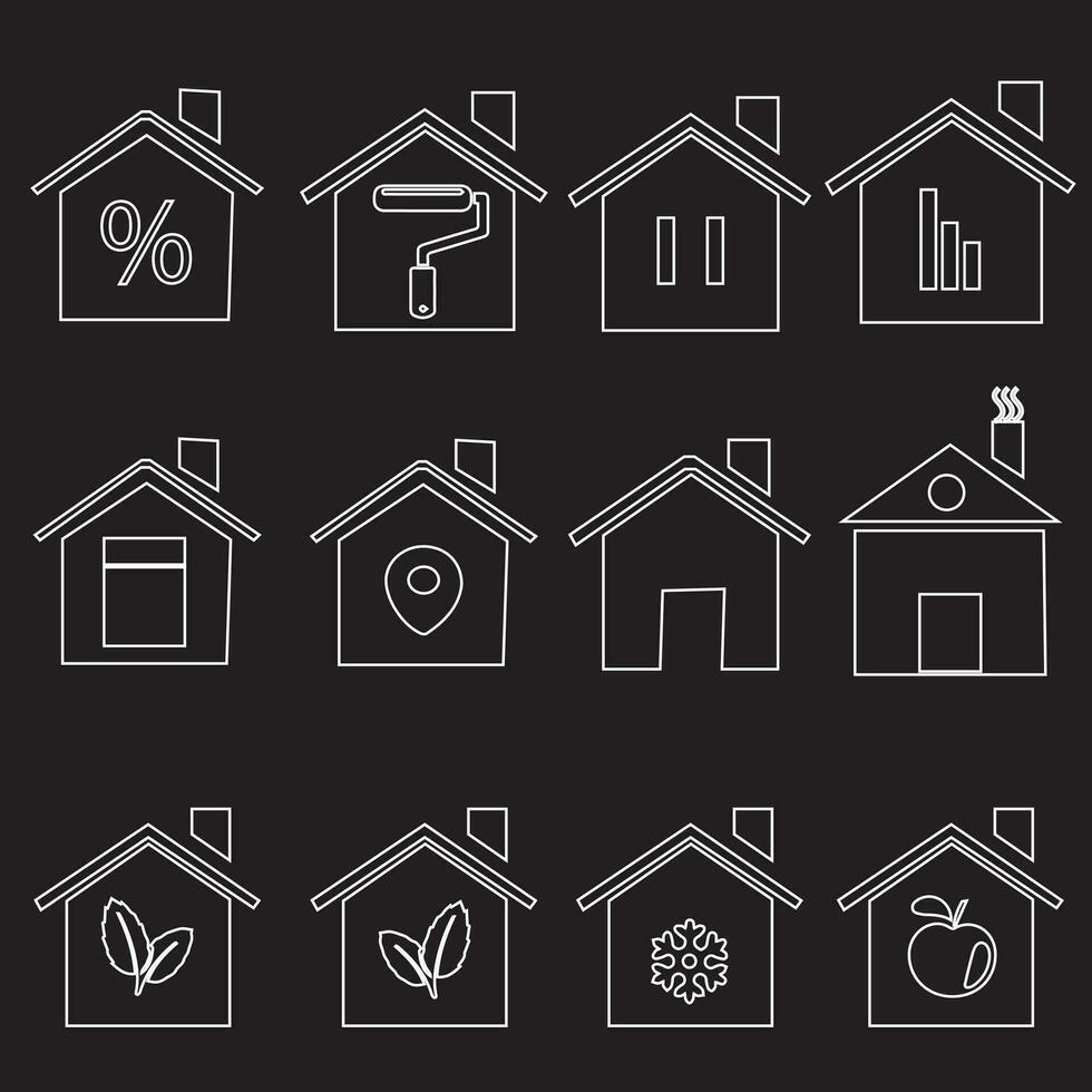 hus vektor ikon uppsättning. Hem illustration tecken samling. byggnad symbol.