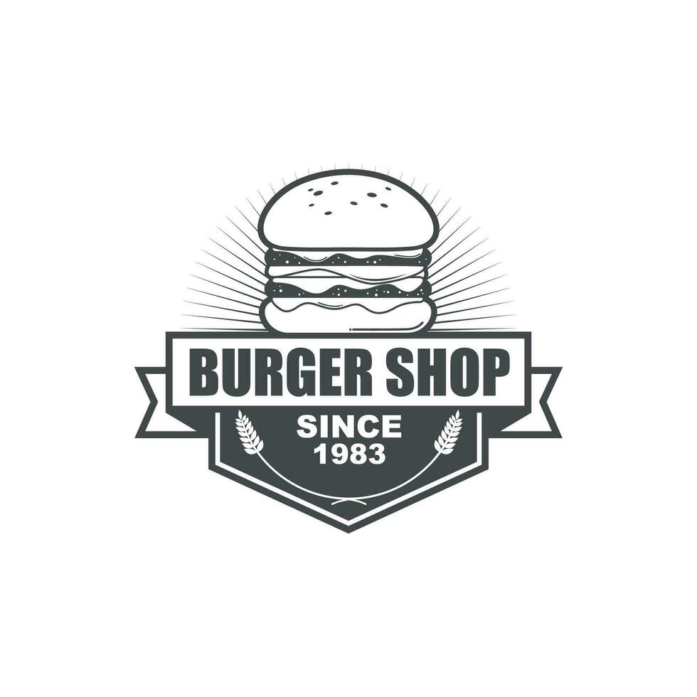 Burger Geschäft Logo Bedienung mit isoliert Weiß Hintergrund vektor