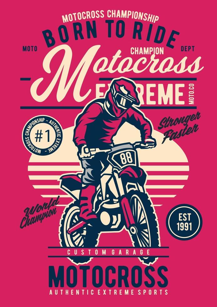 motocross extrem vintage emblem, retro emblem design vektor