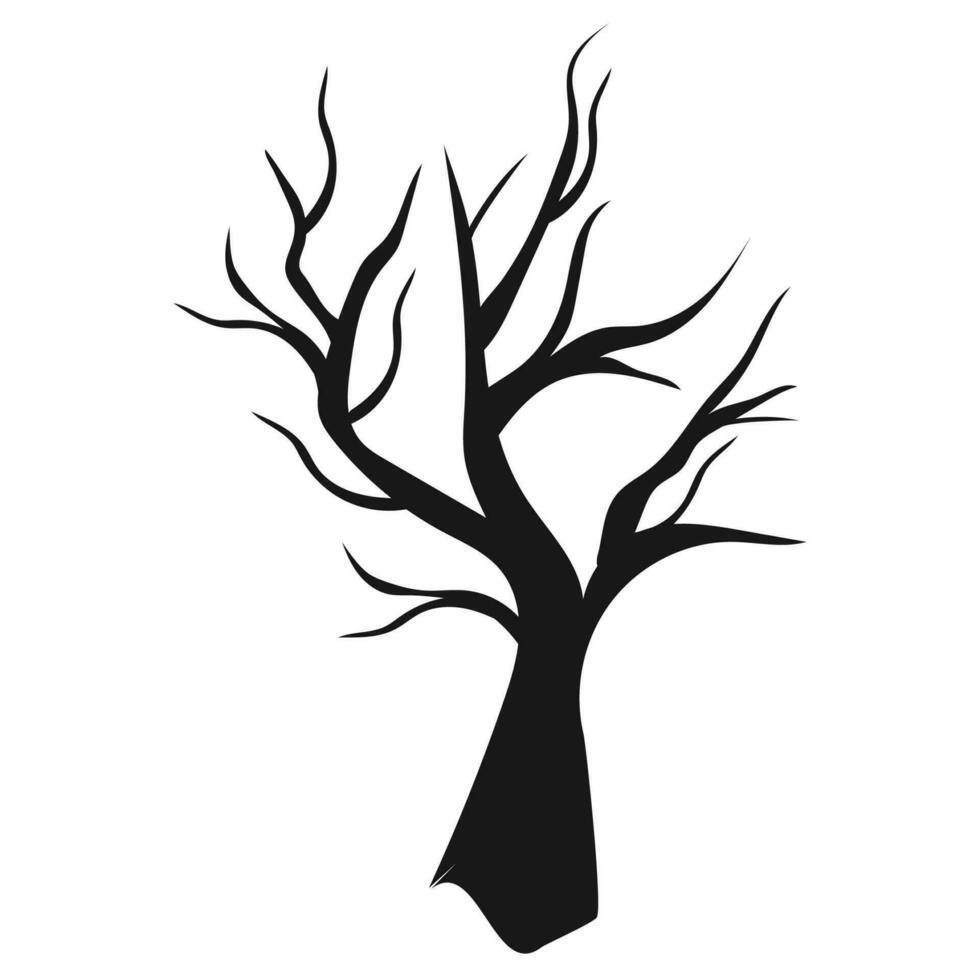 vektor död- träd silhuetter. döende svart skrämmande träd skog illustration