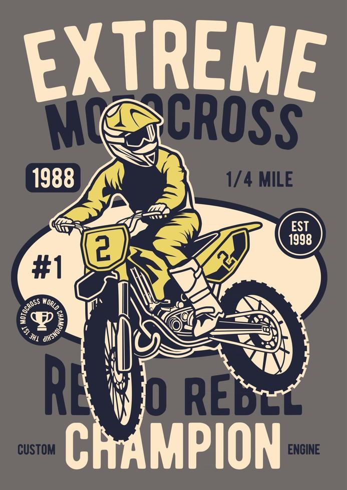 extrem motocross vintage emblem, retro emblem design vektor