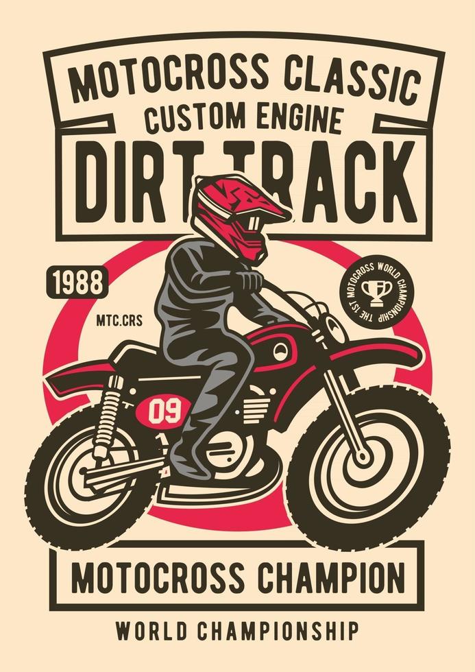 motocross klassiskt vintage märke, retro badge design vektor