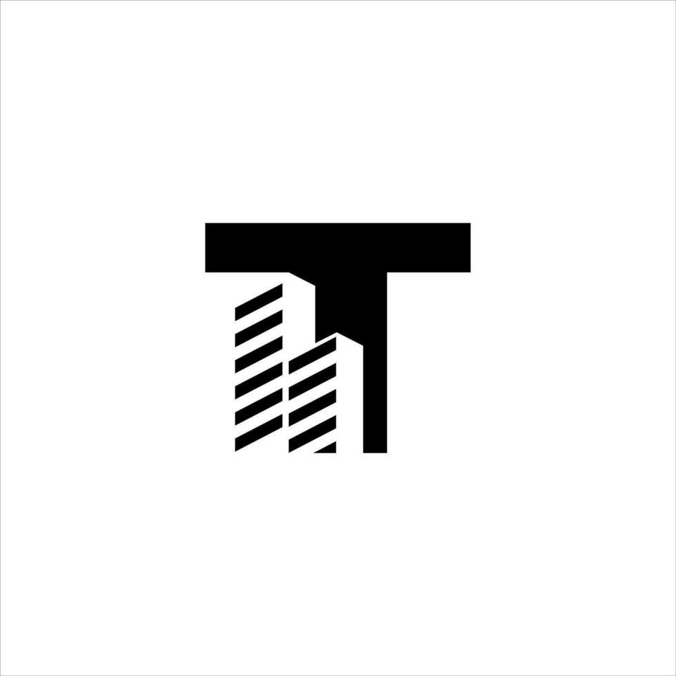 t första byggnad logotyp design vektor symbol grafisk