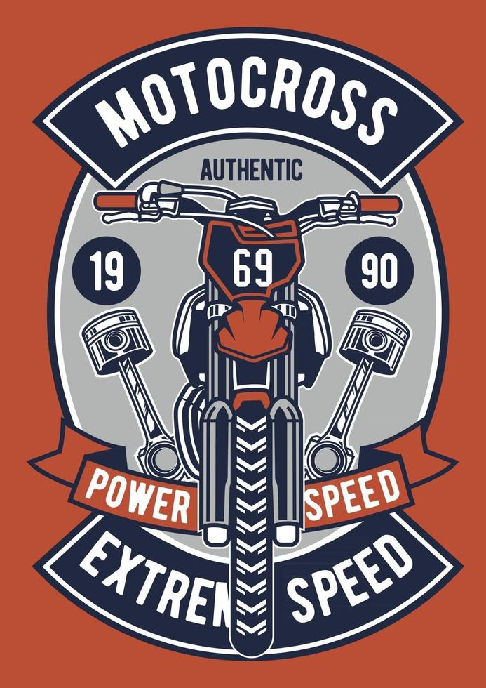 motocross extrem hastighet vintage badge, retro badge design vektor