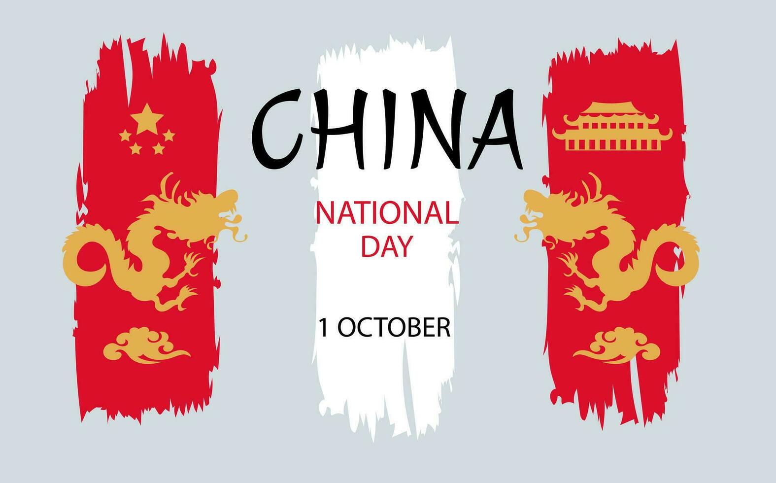 China glücklich National Tag Gruß Karte, Banner Vektor Illustration. National Tag von das Menschen Republik von China Oktober 1. China Unabhängigkeit Tag traditionell und asiatisch Elemente.