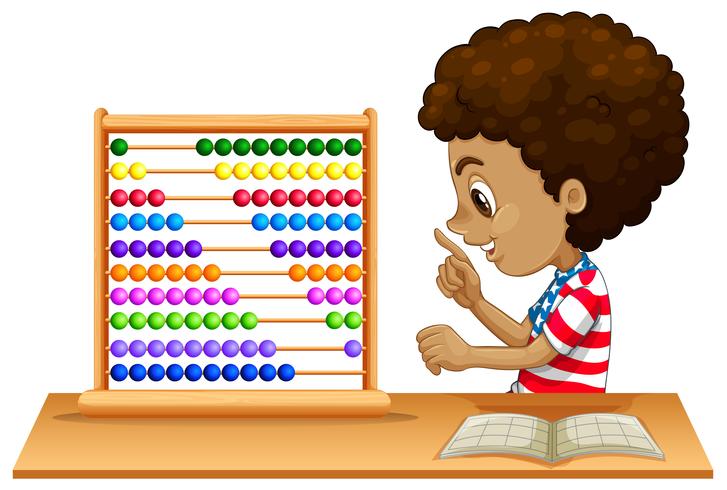 Ett afrikanskt barn lär sig abacus vektor