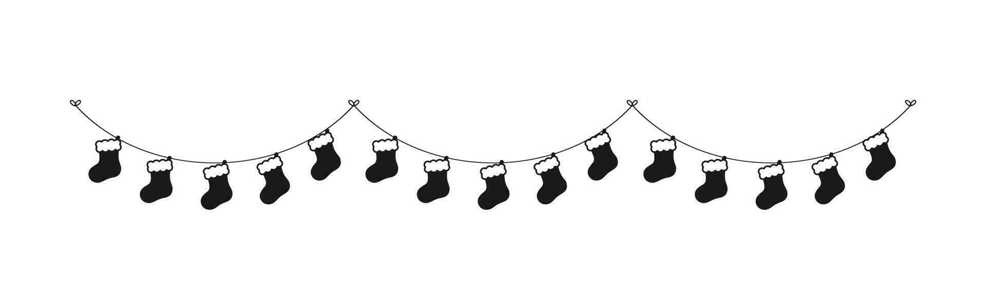 Weihnachten Strumpf Silhouette Girlande Vektor Illustration, Weihnachten Socken Grafik festlich Winter Urlaub Jahreszeit Ammer