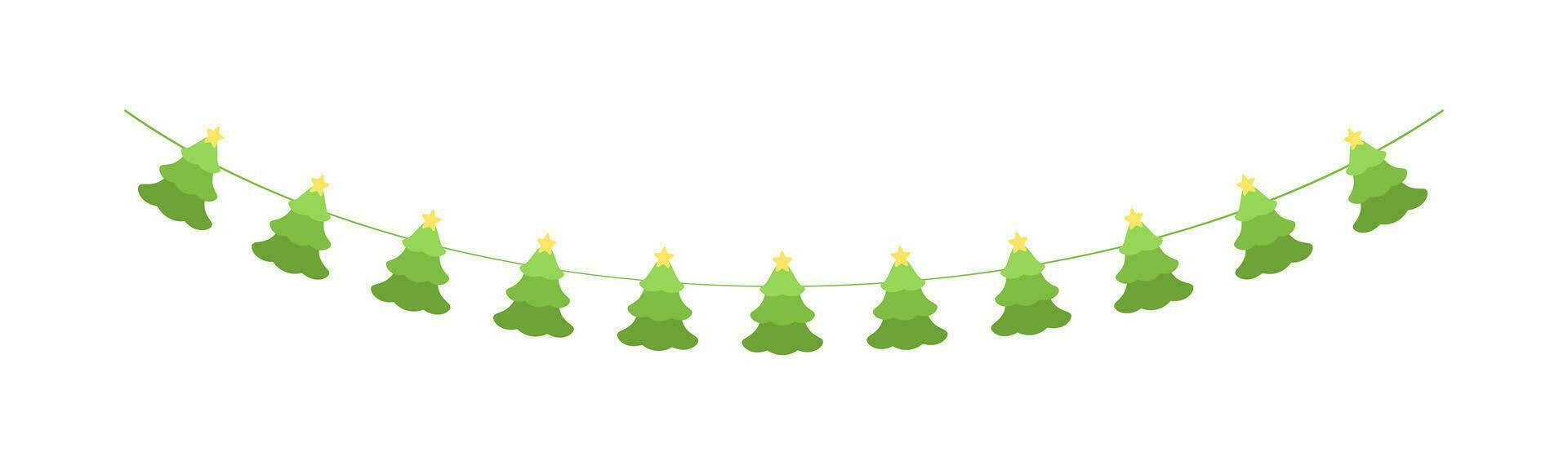 jul träd krans vektor illustration, jul grafik festlig vinter- Semester säsong flaggväv