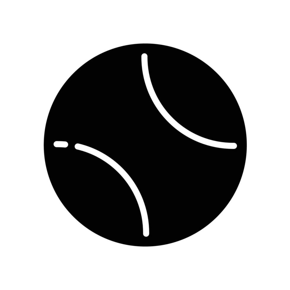 tennis boll sport ikon. en ihålig sudd boll täckt med känt. golf Utrustning. fast, glyf stil piktogram. logotyp symbol hemsida, och app. vektor illustration. design på vit bakgrund. eps 10