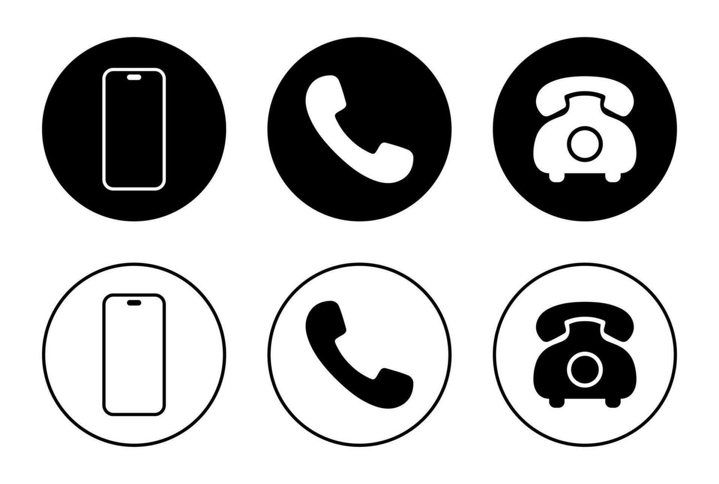 mobil telefon, ringa upp, och telefon ikon vektor. smartphone grej tecken symbol vektor