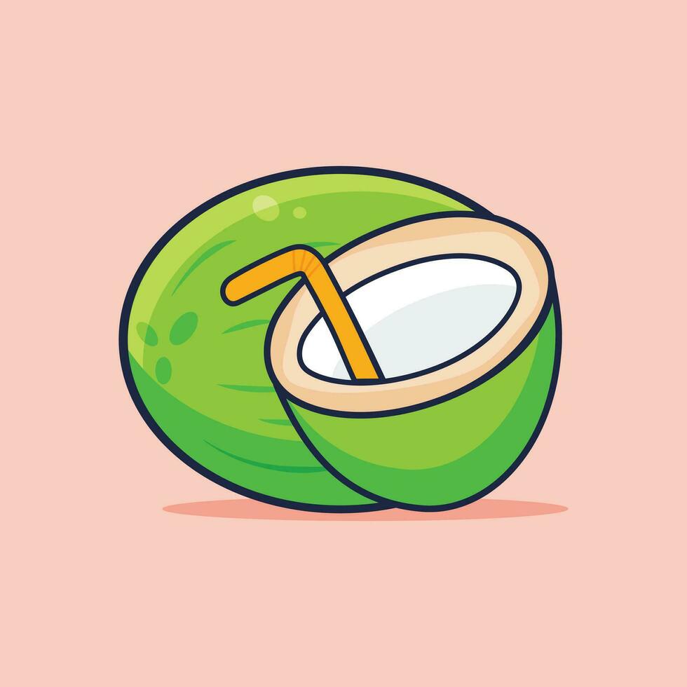 Grün Kokosnuss Illustration ,isoliert auf Weiß Hintergrund vektor