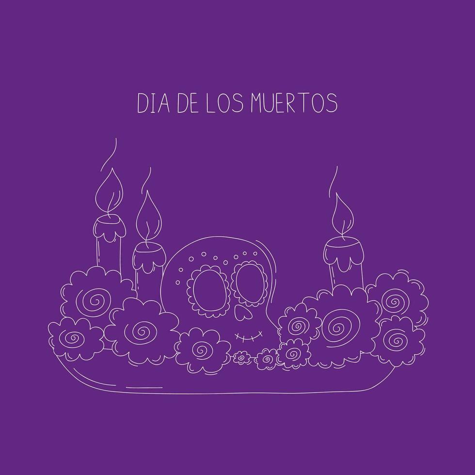 dia de los muertos dag kort. latin amerikan högtider och traditioner. mexikansk religiös Semester. vektor illustration i klotter stil.