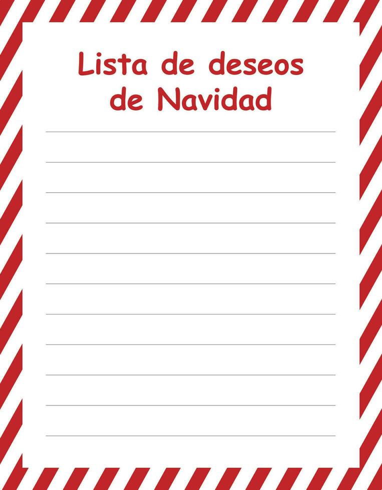 lista de navidad Weihnachten Wunschzettel mit Spanisch Sprache vektor