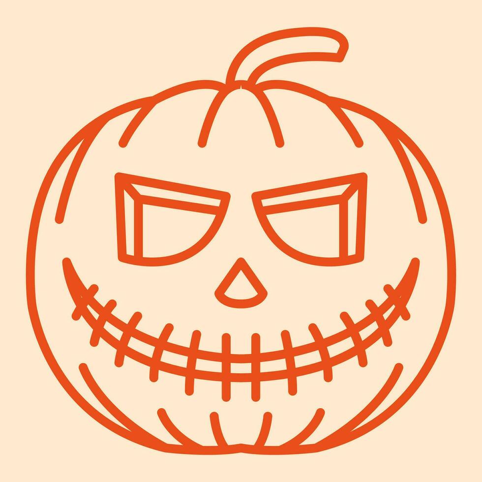 vektor linje konst illustration pumpa . enkel översikt domkraft o lykta. halloween pumpa ikon linjekonst för de illustration design, hemsida och grafisk design.