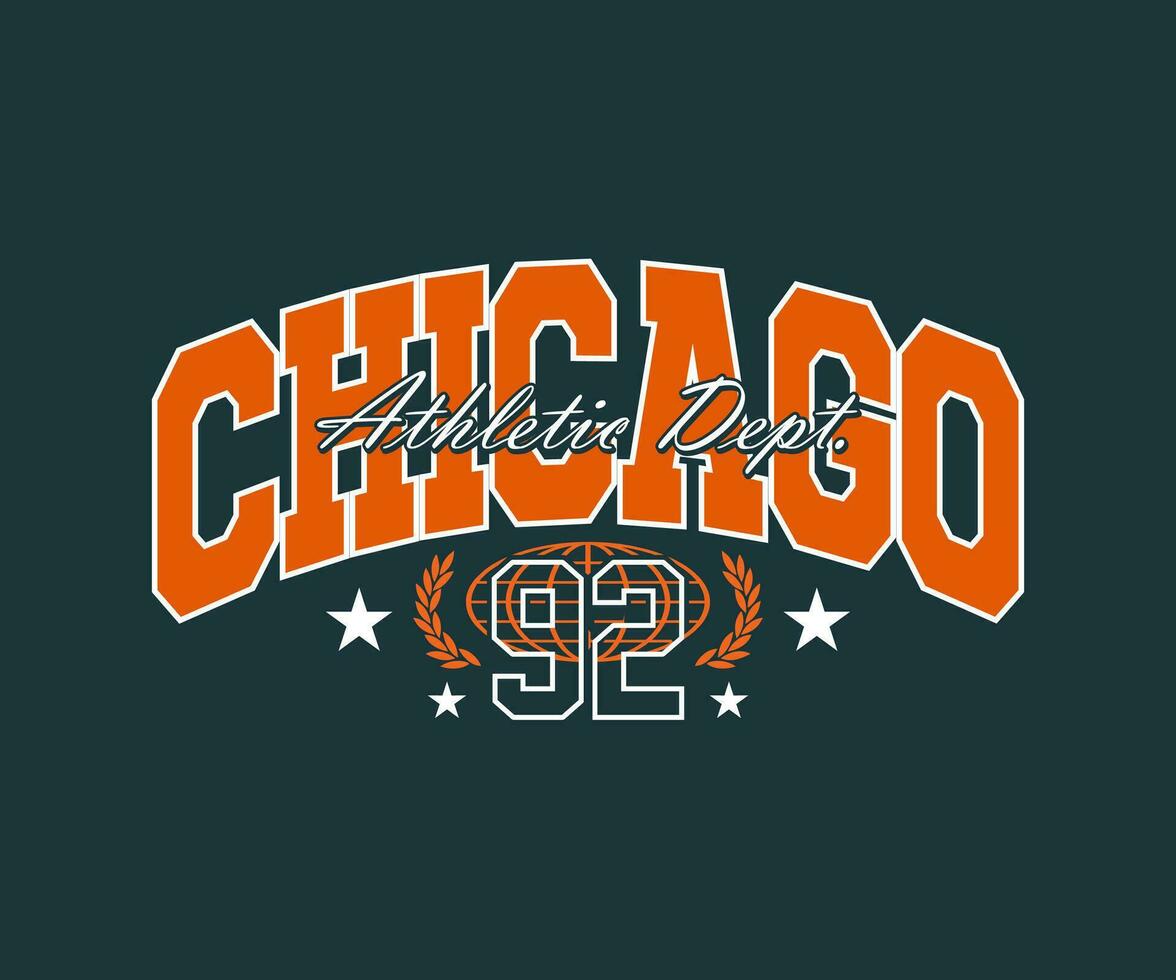 retro högskola font typografi chicago slogan skriva ut för streetwear och urban stil t-tröjor design, hoodies, etc vektor