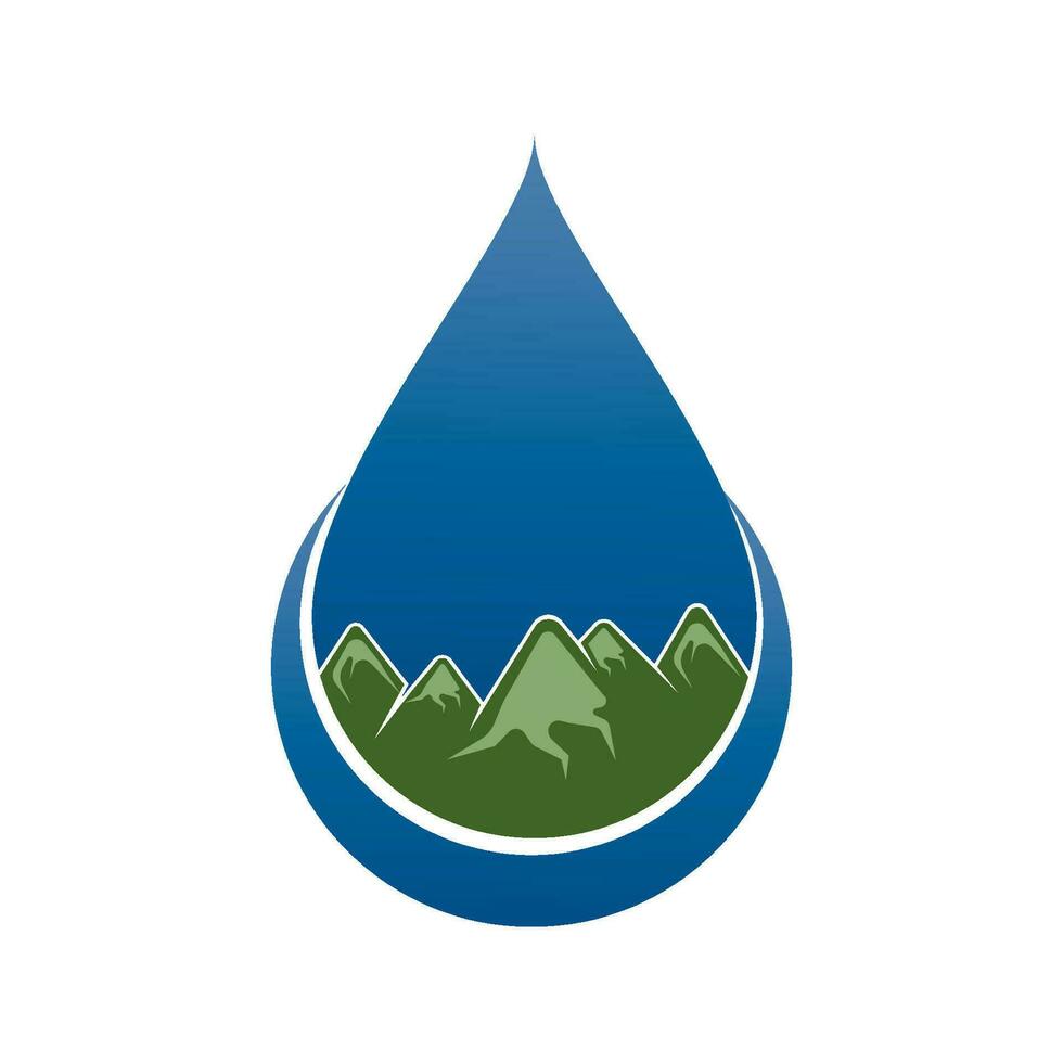 Wasser Tropfen und Berge Logo vektor