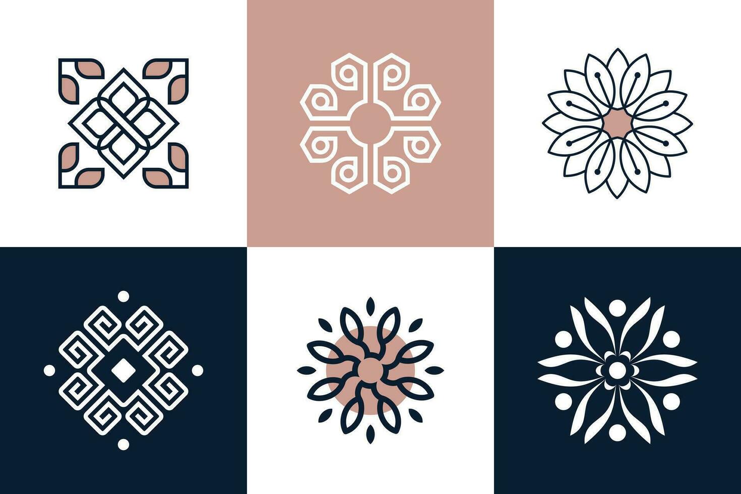 uppsättning av prydnad logotyp design element vektor med kreativ begrepp