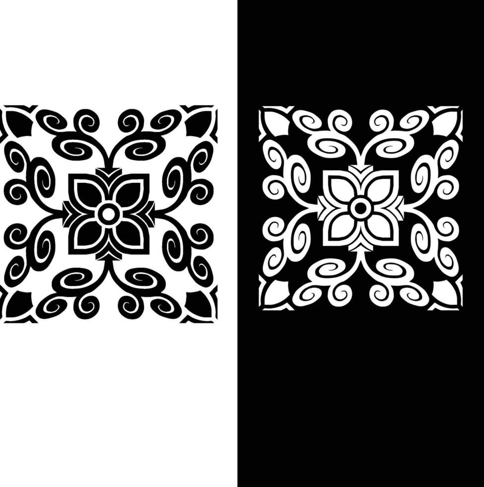 abstrakt sömlös mönster med silhuetter blommor i svart och vit. blommig upprepa svartvit bakgrund. ändlös skriva ut textur. tyg design. tapet - vektor