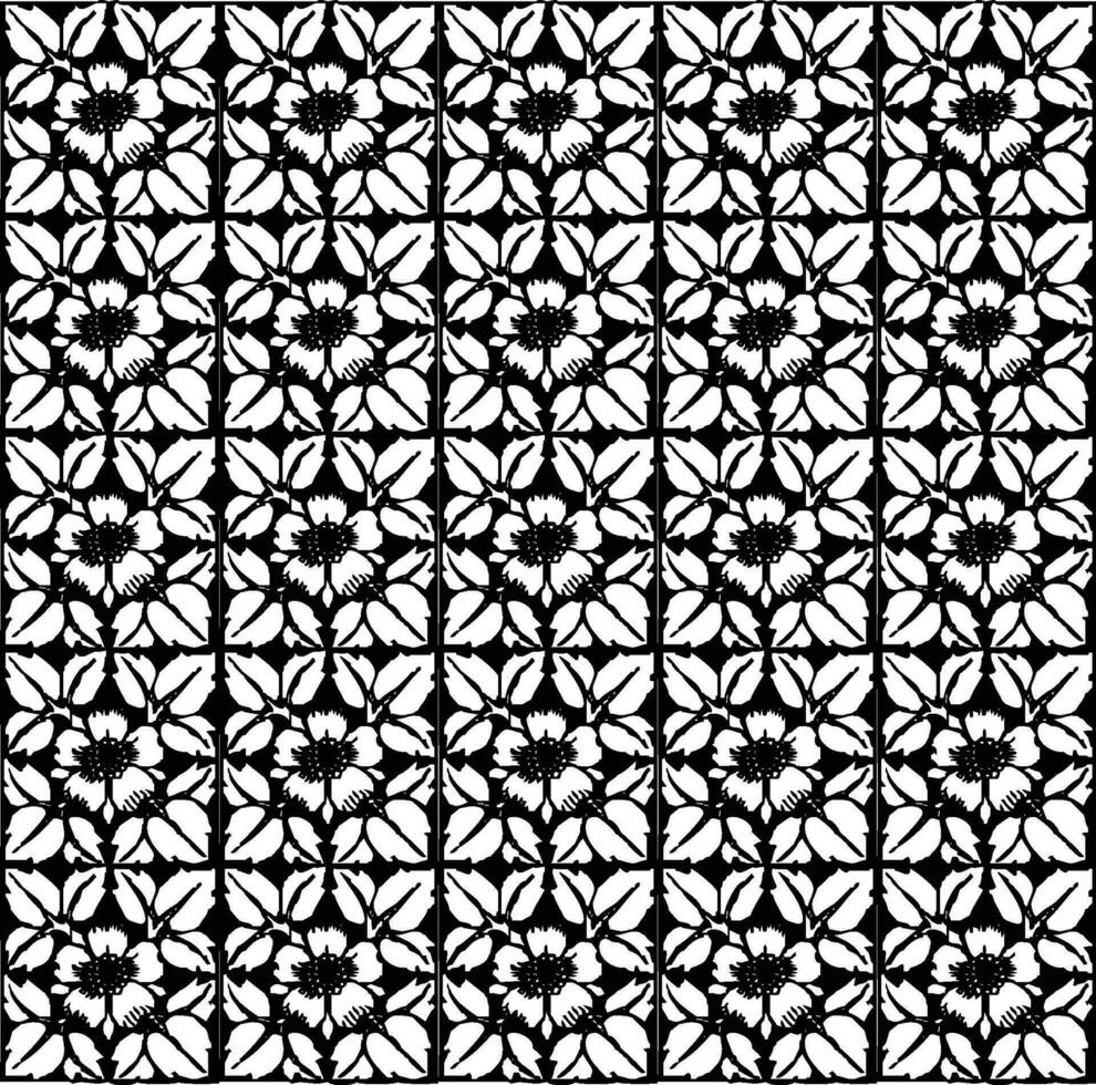 abstrakt nahtlos Muster mit Silhouetten Blumen im schwarz und Weiß. Blumen- wiederholen einfarbig Hintergrund. endlos drucken Textur. Stoff Design. Hintergrund - - Vektor