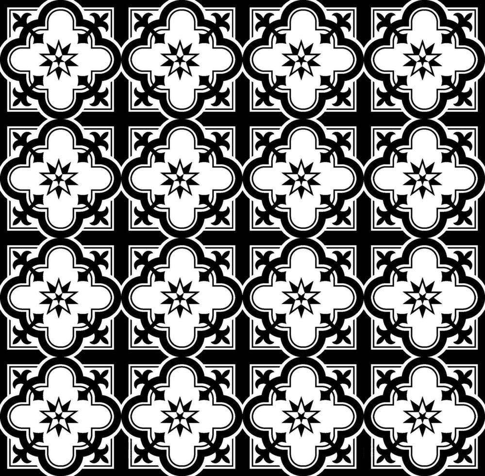 abstrakt nahtlos Muster mit Silhouetten Blumen im schwarz und Weiß. Blumen- wiederholen einfarbig Hintergrund. endlos drucken Textur. Stoff Design. Hintergrund - - Vektor