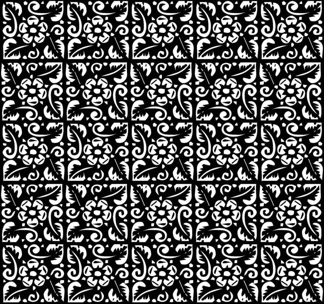 abstrakt nahtlos Muster mit Silhouetten Blumen im schwarz und Weiß. Blumen- wiederholen einfarbig Hintergrund. endlos drucken Textur. Stoff Design. Hintergrund - - Vektor